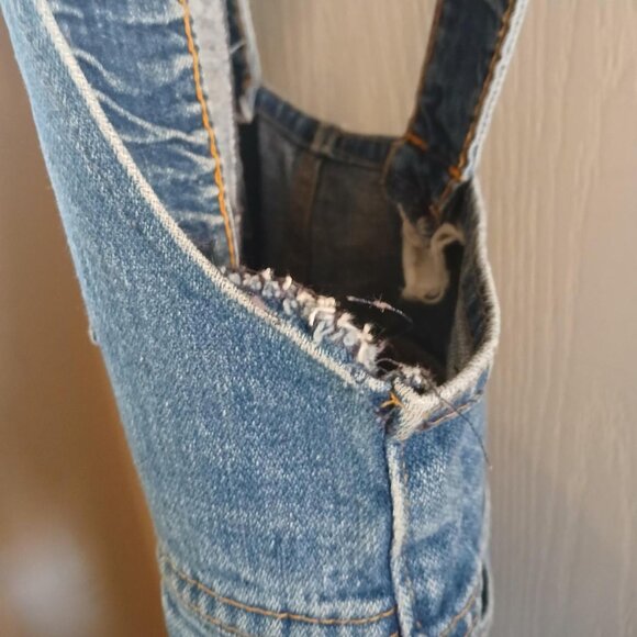 VTG 70s HASH Jeans Denim Bib Star Overalls Wide Flare Leg Zipper Front 30x35 - Picture 8 of 8